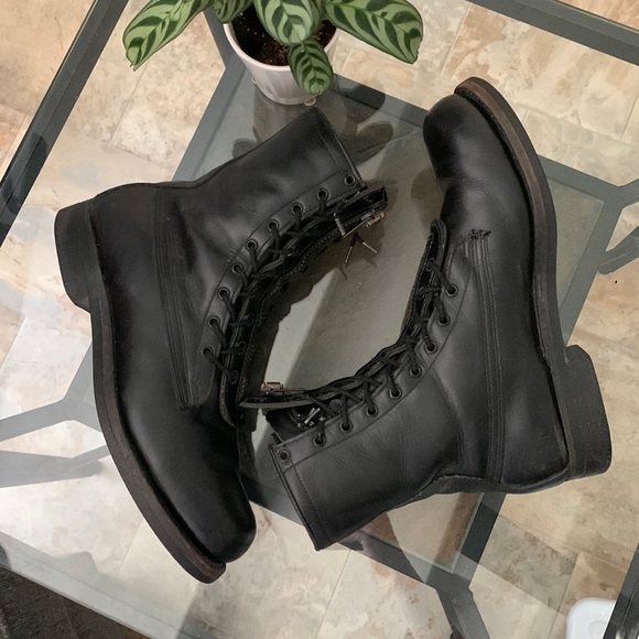 ARMORED US MILITARY BLACK LEATHER BOOTS MEN'S SIZE US 9D VINTAGE 4/70 VIETNAM - Picture 11 of 15